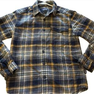 Cotton Flannel Shirt Men’s XXS Blue Yellow Plaid Button Down STY54020 FA18